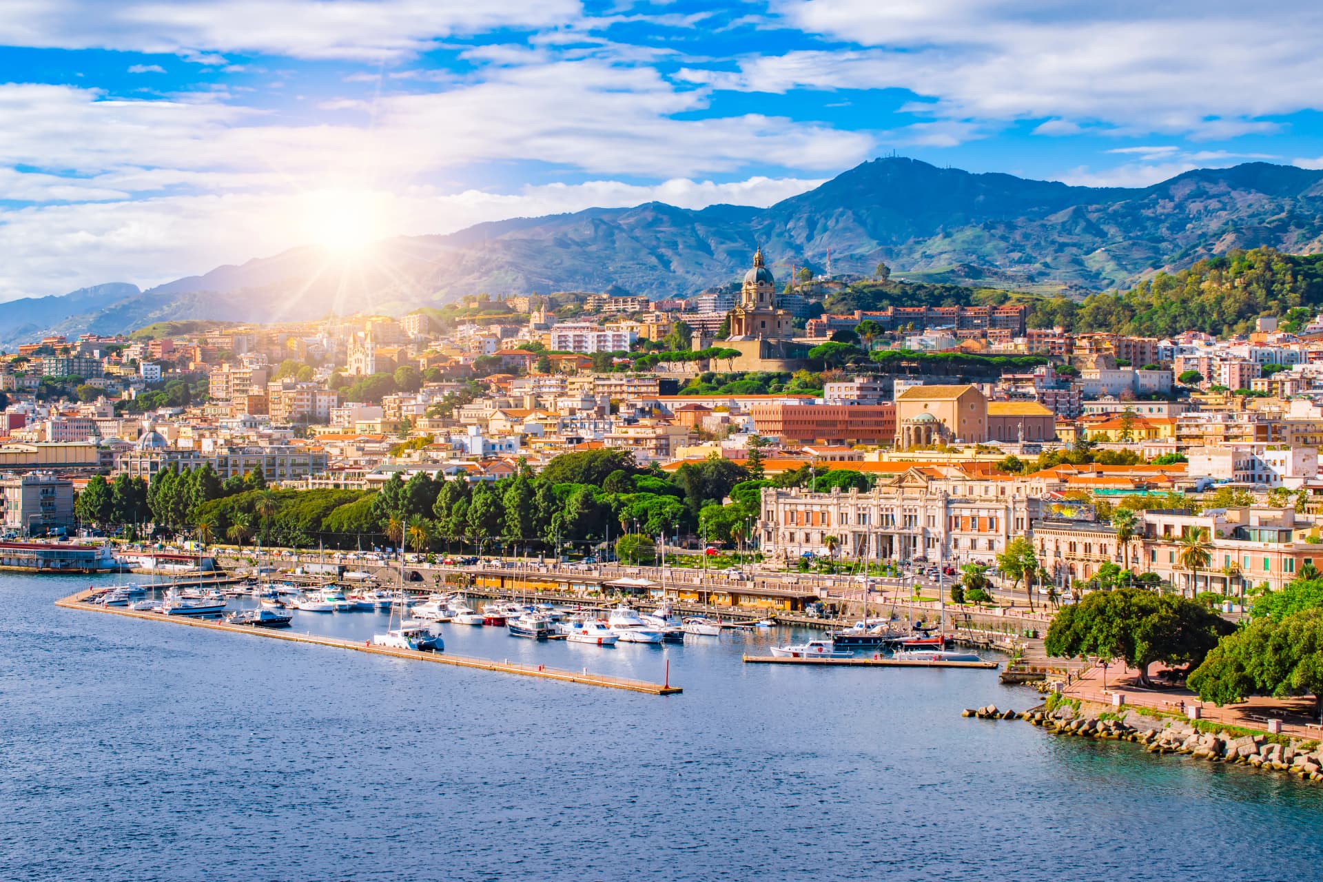 Beautiful cityscape and harbor of Messina, Sicily, Italy