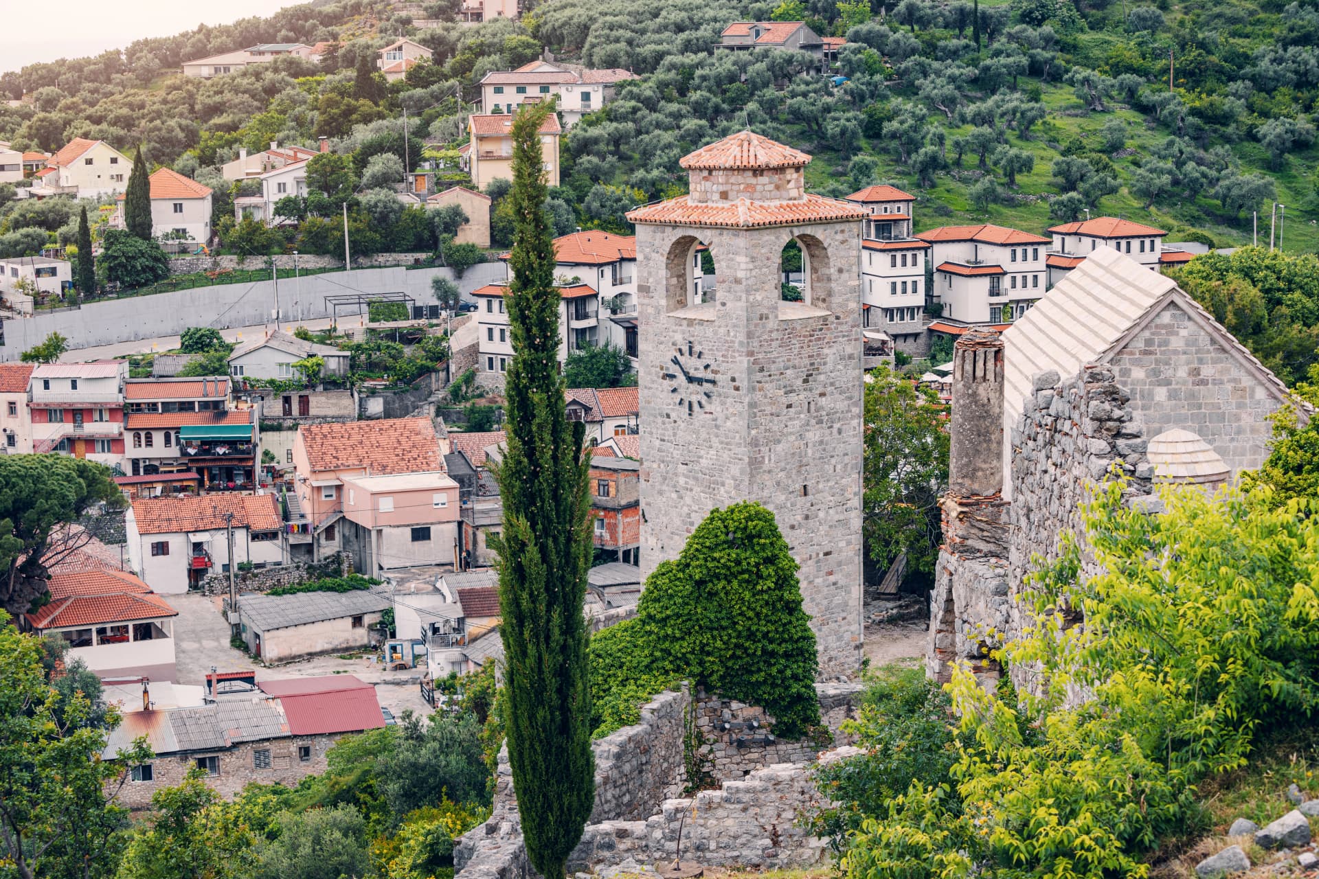 Medieval fortress in Bar, Montenegro, offering panoramic Adriatic views