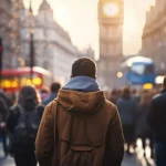 Folla di persone che cammina in strada a Londra